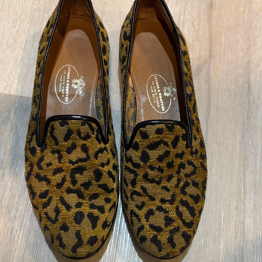 Stubbs and Wooton of Palm Beach Leopard Print Women’s  soft Loafers - Brn/blk